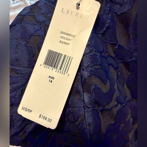 NWT Lauren Ralph Lauren Midnight Blue and black Floral Dress Women’s Size: 14 - Picture 9 of 9